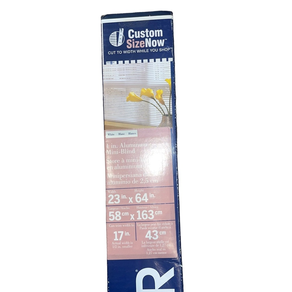 LEVOLOR 1-in White Aluminum Mini Blinds 23”x64” New In Box Cut To Width.
